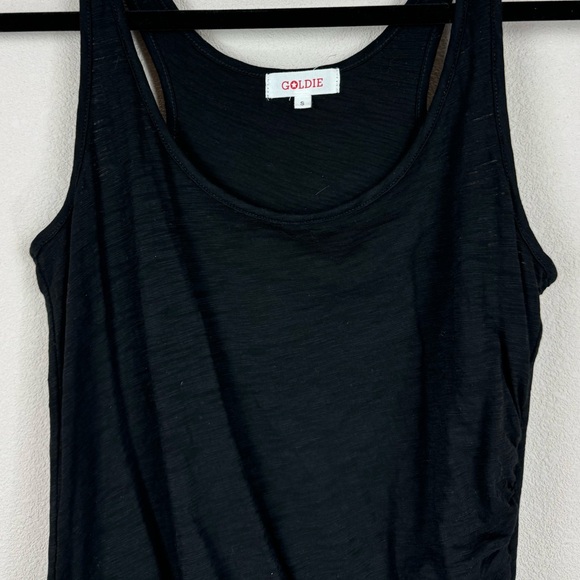 Goldie Ruched Sheath midi sleeveless black pima cotton Dress S - Picture 5 of 7